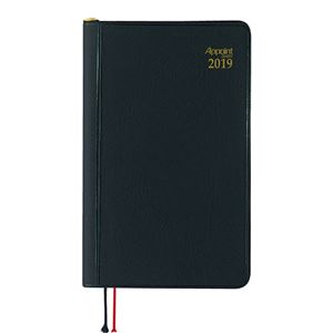 （まとめ） ダイゴー 2019年版 Appointダイアリー 1週間+横罫 鉛筆付 112×63mm ブラック E1002-2019 1セット（3冊） 【×5セット】