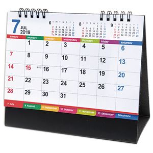 （まとめ） 九十九商会 卓上カレンダーカラーインデックス 2019年版 NK-516-2019 1セット（5冊） 【×3セット】