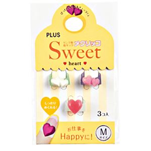 （まとめ） プラス メクリッコ Sweet ハート2M パールホワイト・ピンク・ローズ KM-302SA-3 1袋（3個：各色1個） 【×30セット】