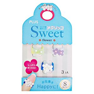 （まとめ） プラス メクリッコ Sweetフラワー1 S ライム・パープル・ホワイト KM-301SB-3 1袋（3個：各色1個） 【×30セット】