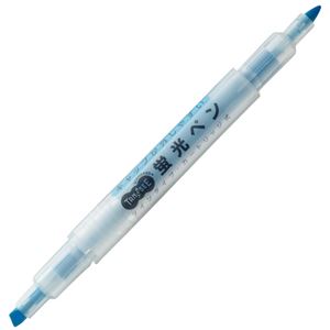 （まとめ） TANOSEEキャップが外しやすい蛍光ペン ツイン 青 1本 【×50セット】