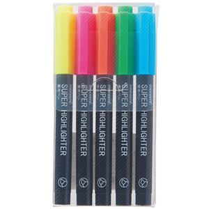（まとめ） モナミ 蛍光ペン SUPERHIGHLIGHTER 5色セット（黄・桃・橙・緑・水色） 18443 1パック 【×30セット】