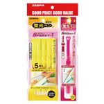 （まとめ） ゼブラ 蛍光スパーキー1 イエロー5本+おまけピンク1本付 P-WKP1-Y5-TS 1パック 【×10セット】