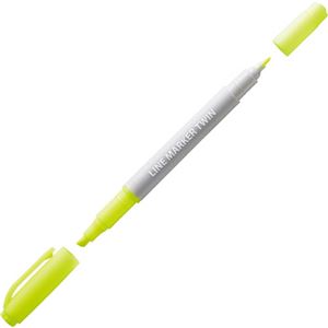 （まとめ） TANOSEE 蛍光マーカーツインタイプ（キャップ式） イエロー 1本 【×100セット】