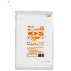 （まとめ） ジャパックス 規格袋HDひも付き 12号230×340mm HQ12 1パック（200枚） 【×30セット】