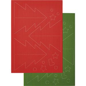 （まとめ） ヒサゴ リップルボード 薄口 型抜きクリスマスツリー 緑・赤 RBUT3 1パック 【×10セット】
