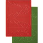 （まとめ） ヒサゴ リップルボード 薄口 型抜きクリスマスツリー 緑・赤 RBUT3 1パック 【×10セット】