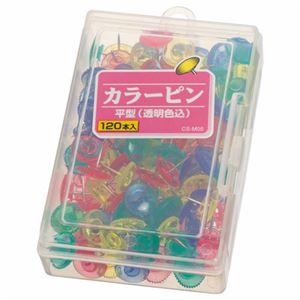 （まとめ） ライオン事務器 カラーピン平型針長さ8mm 透明色込 CS-M05 1箱（120本） 【×5セット】