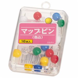 （まとめ） ライオン事務器 マップピン針長さ10mm 色込 CS-P11 1箱（16本） 【×30セット】