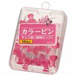 （まとめ） ライオン事務器 カラーピンチェス型針長さ10mm 透明ピンク CS-P05 1箱（16本） 【×30セット】