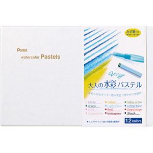 （まとめ） ぺんてる Vistage大人の水彩パステル 12色（各色1本） GHW1-12 1パック 【×5セット】