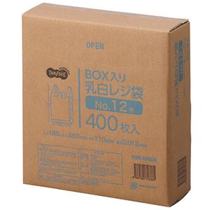 （まとめ） TANOSEE BOX入レジ袋 乳白12号 ヨコ180×タテ380×マチ幅110mm 1箱（400枚） 【×5セット】