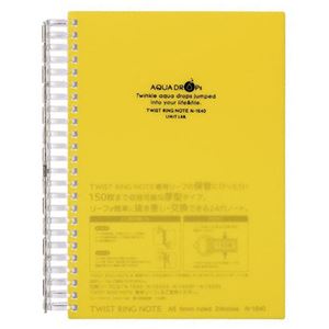 （まとめ） リヒトラブ AQUA DROPsツイストノート<超厚型> A5 B罫 黄 100枚 N-1640-5 1冊 【×10セット】