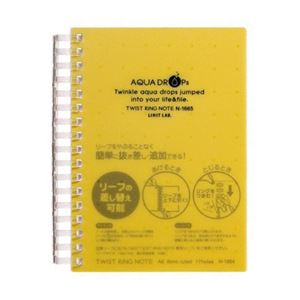 （まとめ） リヒトラブ AQUA DROPsツイストノート<厚型> A6 B罫 黄 70枚 N-1665-5 1冊 【×10セット】