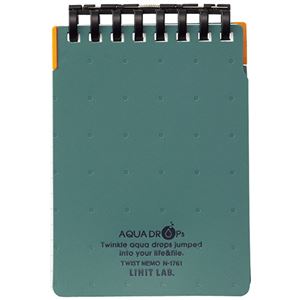 （まとめ） リヒトラブ AQUA DROPsツイストメモ 76×115mm B罫 グリーン 70枚 N-1761-7 1冊 【×30セット】