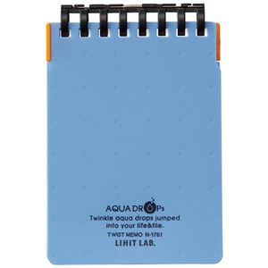 （まとめ） リヒトラブ AQUA DROPsツイストメモ 76×115mm B罫 ブルー 70枚 N-1761-8 1冊 【×30セット】