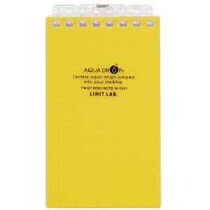 （まとめ） リヒトラブ AQUA DROPsツイストノート（メモサイズ） 125×72mm 8穴 5mm方眼罫 黄 40枚 N-1661-5 1冊 【×30セット】