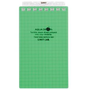 （まとめ） リヒトラブ AQUA DROPsツイストノート（メモサイズ） 125×72mm 8穴 5mm方眼罫 黄緑 40枚 N-1661-6 1冊 【×30セット】