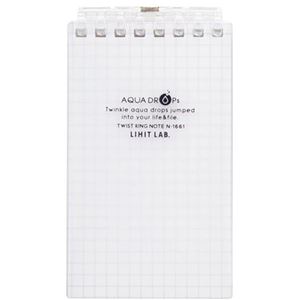 （まとめ） リヒトラブ AQUA DROPsツイストノート（メモサイズ） 125×72mm 8穴 5mm方眼罫 乳白 40枚 N-1661-1 1冊 【×30セット】