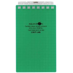 （まとめ） リヒトラブ AQUA DROPsツイストノート（メモサイズ） 125×72mm 8穴 5mm方眼罫 緑 40枚 N-1661-7 1冊 【×30セット】