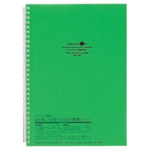 （まとめ） リヒトラブ AQUA DROPsツイストノート セミB5 29穴 B罫 30枚 黄緑 N-1608-6 1冊 【×30セット】