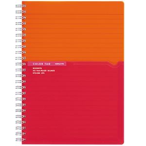 （まとめ） コクヨ ツインリングノート（カラータグ）Bi-COLOR A5 A罫 90枚 オレンジ CTス-C30YR 1冊 【×10セット】