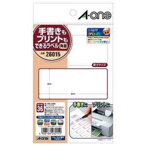 （まとめ） エーワン 手書きもプリントもできるラベルはがきサイズ 角型3面 86×38mm 26015 1冊（12シート） 【×30セット】