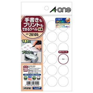 （まとめ） エーワン 手書きもプリントもできるラベルはがきサイズ 丸型24面 20mmφ 26105 1冊（12シート） 【×30セット】