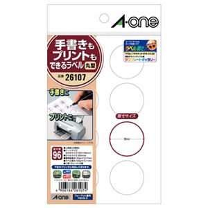 （まとめ） エーワン 手書きもプリントもできるラベルはがきサイズ 丸型8面 30mmφ 26107 1冊（12シート） 【×30セット】