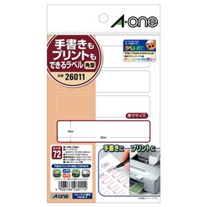 （まとめ） エーワン 手書きもプリントもできるラベルはがきサイズ 角型6面 82×19mm 26011 1冊（12シート） 【×30セット】
