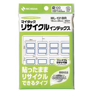 （まとめ） ニチバン マイタックリサイクルインデックス 小 18×25mm 青枠 ML-131BR1セット（3520片：352片×10パック） 【×5セット】