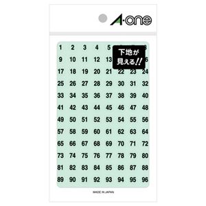 （まとめ） エーワン 特殊ラベル 丸型 直径9mm透明（黒文字） 数字「1~100」各4片 08081 1パック 【×30セット】