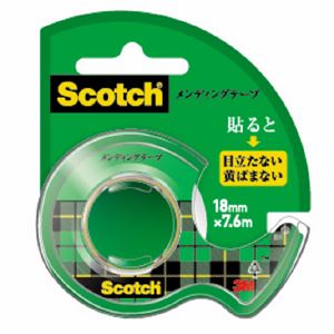 （まとめ） 3M スコッチ メンディングテープ使い切りタイプ 小巻 18mm×7.6m ディスペンサー付 CM-18 1個 【×30セット】