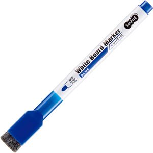 （まとめ） TANOSEEイレーザー付ホワイトボードマーカー 細字・丸芯 青 1本 【×50セット】