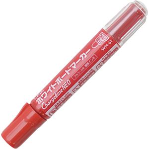 （まとめ） ライオン事務器ホワイトボードマーカー（チャージライン・ネオ） 中字・丸芯 赤 WH-61 1本 【×50セット】