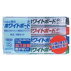 （まとめ） シヤチハタアートライン潤芯ホワイトボードマーカー 細字丸芯 4色（各色1本） 70520 1パック 【×10セット】