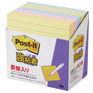 （まとめ） 3M ポスト・イット 強粘着ノートラインノート 75×75mm パステルカラー4色 630-5SSAP 1パック（5冊） 【×5セット】