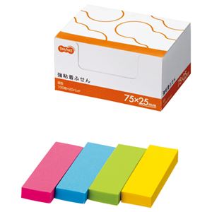 （まとめ） TANOSEE 強粘着ふせん75×25mm 4色 1パック（20冊） 【×5セット】