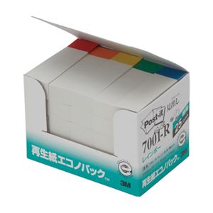 （まとめ） 3M ポスト・イット エコノパック見出し 再生紙 50×15mm ホワイト（5色帯入） 7001-R 1パック（25冊） 【×5セット】