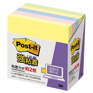 （まとめ） 3M ポスト・イット 強粘着ノートパステルカラー 75×75mm 混色 654-5SSAP 1パック（5冊） 【×5セット】