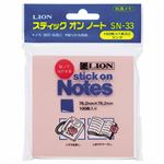 （まとめ） ライオン事務器 スティックオンノート76.2×76.2mm ピンク SN-33 1セット（10冊） 【×5セット】