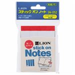 （まとめ） ライオン事務器 スティックオンノート76.2×14.0mm ホワイト（赤帯入） SN-052 1パック（4冊） 【×30セット】