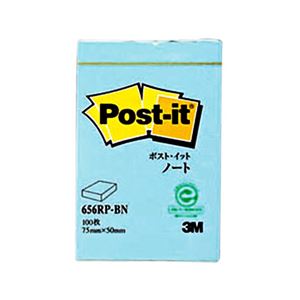 （まとめ） 3M ポスト・イット ノート再生紙スタンダードカラー 75×50mm ブルー 656RP-BN 1冊 【×30セット】