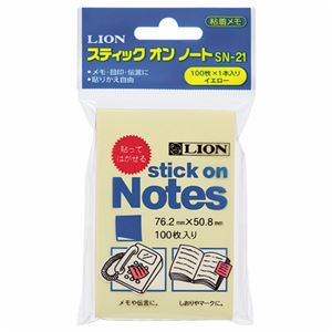 （まとめ） ライオン事務器 スティックオンノート76.2×50.8mm イエロー SN-21 1冊 【×30セット】