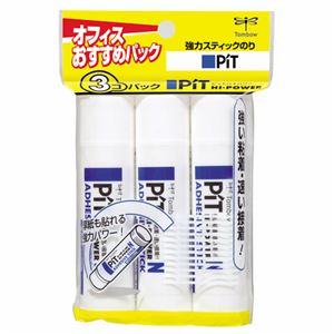 （まとめ） トンボ鉛筆 スティックのりピットハイパワー N 約22g HCA-321 1パック（3本） 【×10セット】