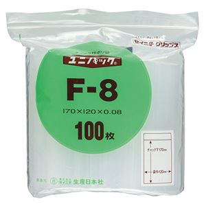 （まとめ） セイニチ ユニパック チャック付ポリエチレン ヨコ120×タテ170×厚み0.08mm F-8 1パック（100枚） 【×10セット】