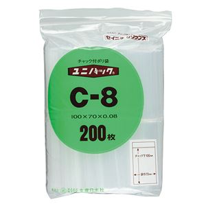 （まとめ） セイニチ ユニパック チャック付ポリエチレン ヨコ70×タテ100×厚み0.08mm C-8 1パック（200枚） 【×5セット】