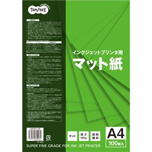 （まとめ）TANOSEE インクジェットプリンタ用マット紙 A4 1冊(100枚) 【×10セット】