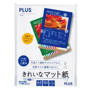 （まとめ）プラス インクジェットプリンタ専用紙きれいなマット紙 A4 IT-120MP 1冊(100枚) 【×10セット】