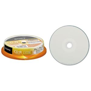 （まとめ）ソニー データ用CD-R 700MB48倍速 ホワイトワイドプリンタブル スピンドルケース 10CDQ80GPWP 1パック(10枚) 【×10セット】